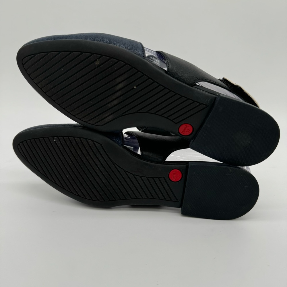 Camper Isadora Blue Black Leather White Calf Hair Cutout Flats Size EU 37/US 7 - Picture 9 of 15